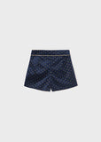 POLKA DOT VELVET SHORTS-NAVY