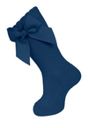 NAVY KNEE SOCKS WITH SIDE BOW