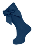 NAVY KNEE SOCKS WITH SIDE BOW