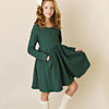 RIBBED POCKET DRESS- HUNTER GREEN