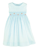 CHERRIES SMOCKED DRESS - BLUE