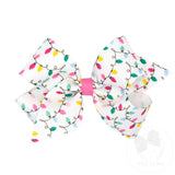 MEDIUM LIGHTS PINK PRINT GROSGRAIN BOW