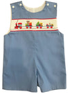 PETE SANTA TRAIN SMOCKED SHORTALL