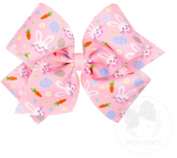 MEDIUM EASTER BUNNY FACE PRINT GROSGRAIN HAIR BOW