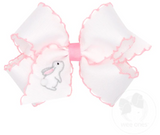 MEDIUM EMBROIDERED BUNNY GROSGRAIN HAIR BOW WITH MOON STITCH