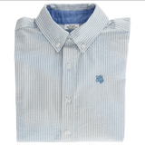 ROSCOE BUTTON DOWN SHIRT - BLUE STRIPED SEERSUCKER