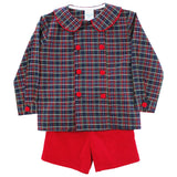 BLUE SPRUCE AND RED CORD- DRESSY SHORT SET