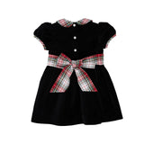 CINDY LOU SASH DRESS (VELVETEEN) - NEWPORT NIGHT WITH KEENE PLACE PLAID