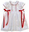 LULU BEBE WHITE AND RED NATALIE EMBROIDERED DRESS