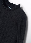 BLACK MOCK NECK KNITTED SWEATER