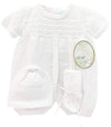 KNIT ROMPER 3 PIECE KNIT SET - WHITE