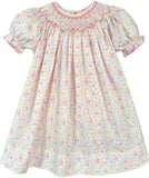 SMOCKED FLORAL BISHOP DRESS WITH BLOOMERS