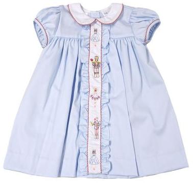 Lulu Bebe Blue Vines and Bow Pima Dress with Pockets