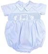 BOYS LIGHT BLUE SMOCKED NATIVITY SCENE BUBBLE