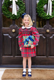 LONG SLEEVE MAERIN FITZ FROCK SOCIETY PREP PLAID WITH WORTH AVENUE WHITE AND NANTUCKET NAVY