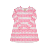 LONG SLEEVE POLLY PLAY DRESS - FROSTY FAIRISLE (PINK)