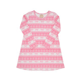 LONG SLEEVE POLLY PLAY DRESS FROSTY FAIRISLE (PINK)