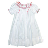 LULU BEBE WHITE & RED SMOCKED DRESS