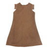 WHEAT FAUX SUEDE KNIT A-LINE DRESS