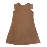 WHEAT FAUX SUEDE KNIT A-LINE DRESS