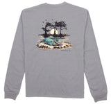 BAYOU GATOR LONG SLEEVE BATTLESHIP SHIRT - GREY