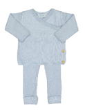 RIBBED KNIT WRAP SET - BLUE