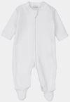 BABYS ZIP UP JACQUARD FOOTIE - WHITE