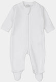 BABYS ZIP UP JACQUARD FOOTIE - WHITE