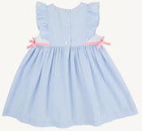 PAMMY'S PINAFORE DRESS BREAKERS BLUE SEERSUCKER WITH SANDPEARL PINK
