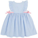 PAMMY'S PINAFORE DRESS BREAKERS BLUE SEERSUCKER WITH SANDPEARL PINK