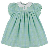 MARY DAL DRESS PELHAM BAY PLAID ( GREEN ) WITH WORTH AVENUE WHITE