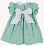 MARY DAL DRESS PELHAM BAY PLAID ( GREEN ) WITH WORTH AVENUE WHITE