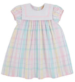 STEWART'S SQUARE COLLAR DRESS BRUNCH PLATE PLAID WITH PALM BEACH PINK