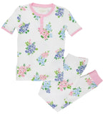 SARA JANE'S SHORT SLEEVE SET JUST BECAUSE BOUQUETS WITH PIER PARTY PINK