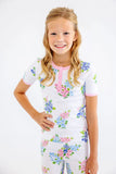 SARA JANE'S SHORT SLEEVE SET JUST BECAUSE BOUQUETS WITH PIER PARTY PINK