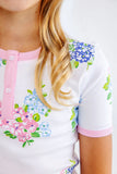 SARA JANE'S SHORT SLEEVE SET JUST BECAUSE BOUQUETS WITH PIER PARTY PINK