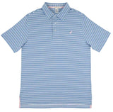 PRIM AND PROPER POLO SUMMER COUNTY STRIPE ( SUNRISE BLVD. BLUE ) WITH PALM BEACH PINK STORK