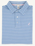 PRIM AND PROPER POLO SUMMER COUNTY STRIPE ( SUNRISE BLVD. BLUE ) WITH PALM BEACH PINK STORK