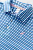 PRIM AND PROPER POLO SUMMER COUNTY STRIPE ( SUNRISE BLVD. BLUE ) WITH PALM BEACH PINK STORK