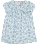 SHORT SLEEVE RAMONA RUFFLE DRESS HANDFUL OF HYDRANGEAS WITH WORTH AVENUE WHITE