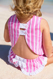 MARY TODD TAB SET SEA WALL STRIPE ( WINTER PARK PINK ) WITH WORTH AVENUE WHITE