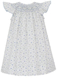 LILY FRENCH BLUE FLORAL ANGEL WING BISHOP DRESS