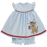 PATRIOTIC PUP KNIT FLOAT DRESS WITH BLOOMERS