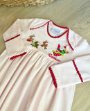 REINDEER PULLING SANTA GOWN - PINK