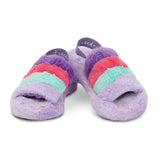 PURPLE PINK & BLUE FURRY SLIPPERS