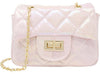 CLASSIC QUILTED SHINY HANDBAG - PEARL