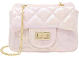 CLASSIC QUILTED SHINY HANDBAG - PEARL