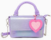 SHINY BAGUETTE HEART HANDBAG - PURPLE