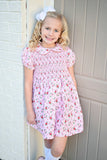EVERLY SMOCKED DRESS - CHRISTMAS FLORAL