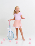 PREPLETIC SAMANTHA SKORT POMPANO PEACH WITH PALM BEACH PINK STRIPE AND PALM BEACH PINK STORK